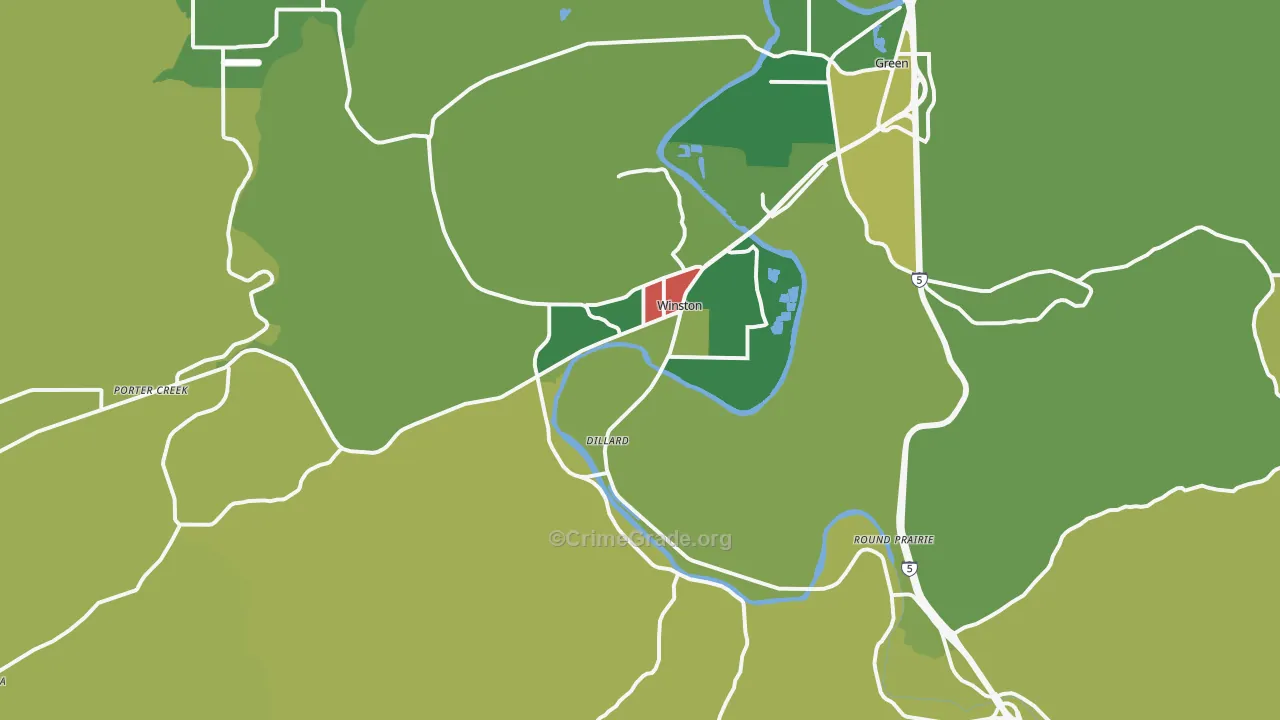 Winston, OR Map of Burglary Rates