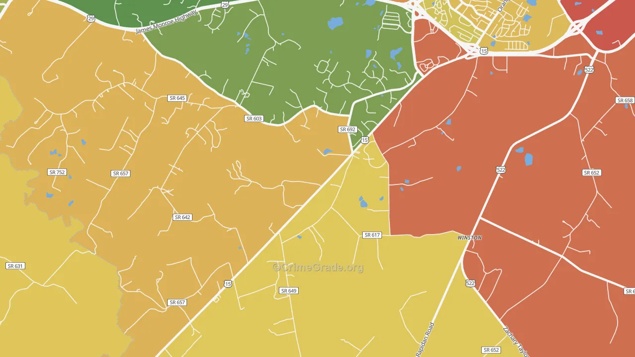 Winston, VA Map of Burglary Rates