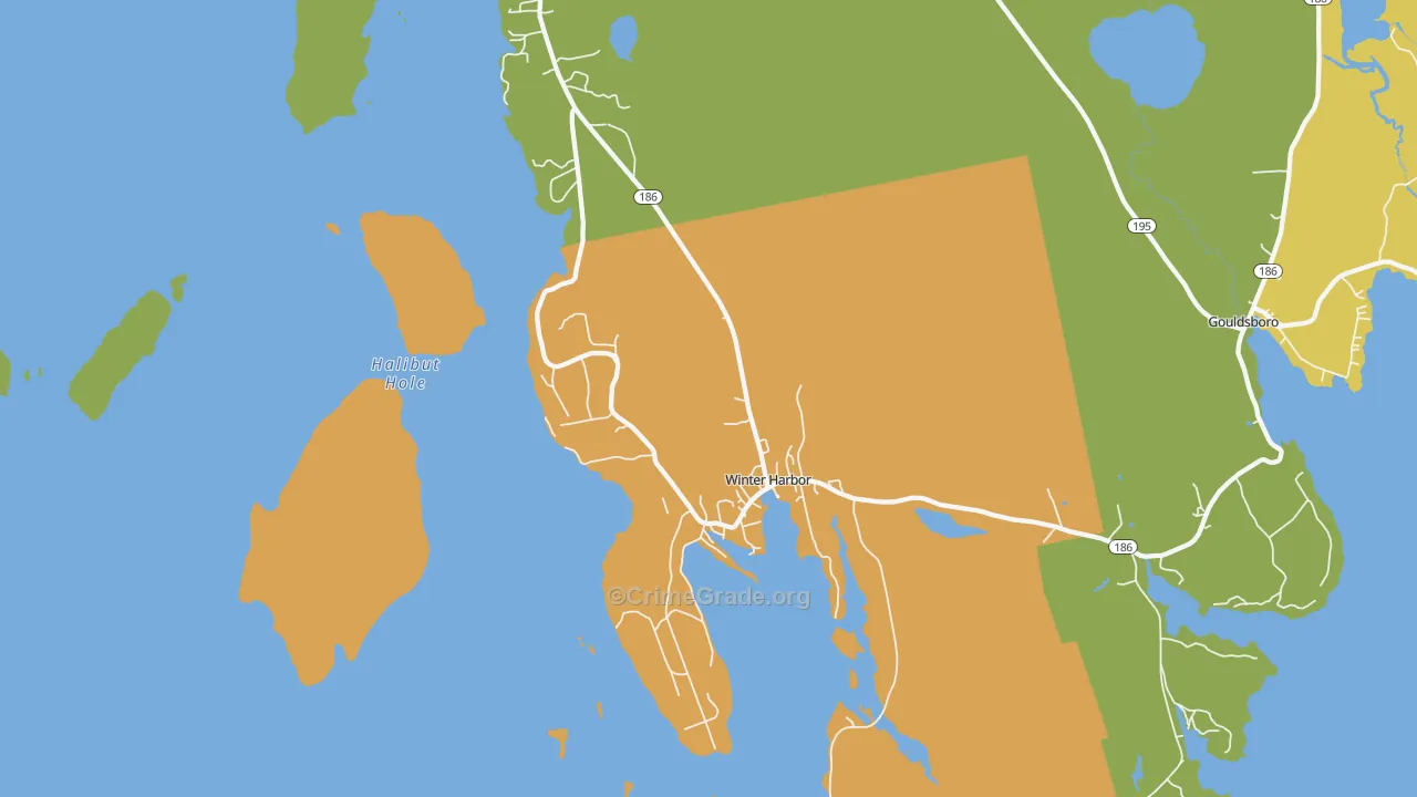 Winter Harbor, ME Map of Burglary Rates