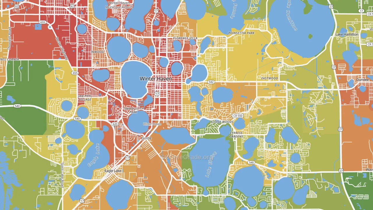 Winter Haven, FL Map of Burglary Rates