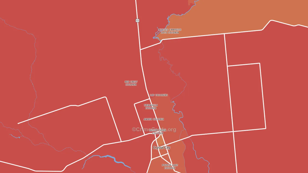 Winter Haven, TX Map of Burglary Rates