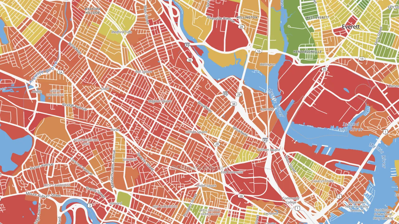 Winter Hill, Somerville, MA Map of Burglary Rates