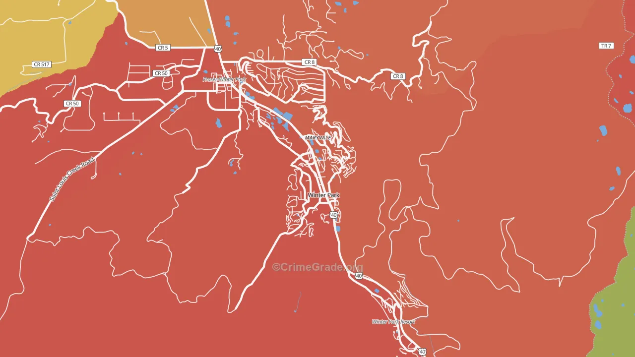 Winter Park, CO Map of Burglary Rates
