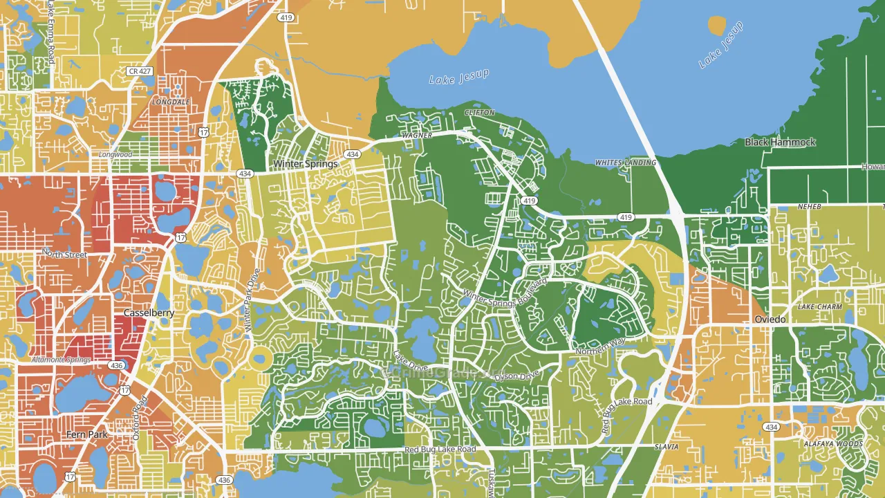 Winter Springs, FL Map of Burglary Rates