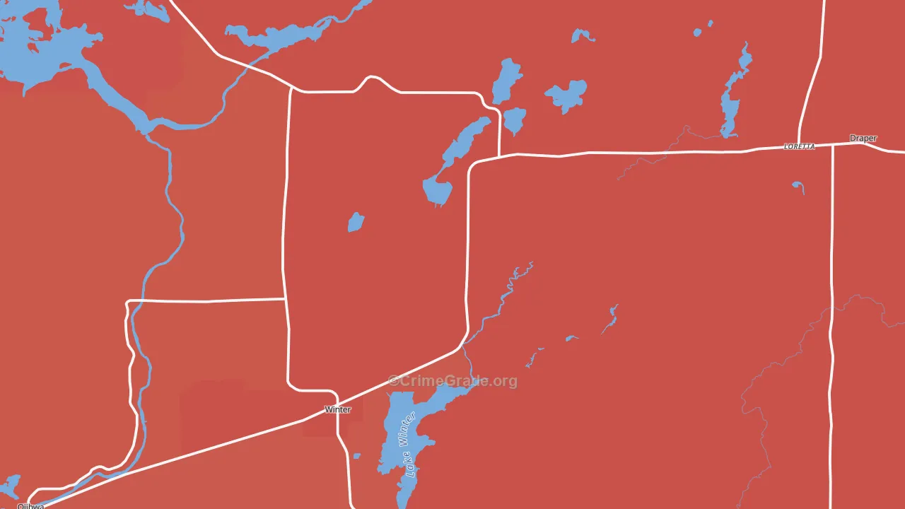 Winter, WI Map of Burglary Rates