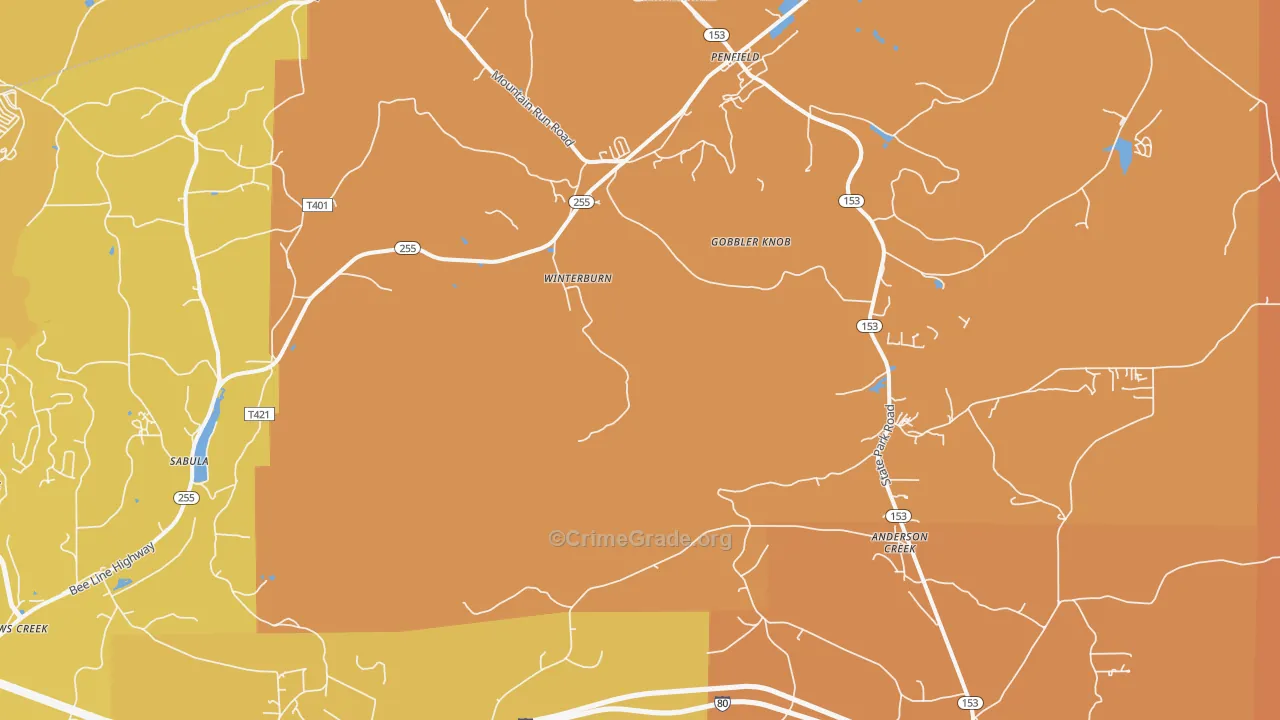 Winterburne, PA Map of Burglary Rates