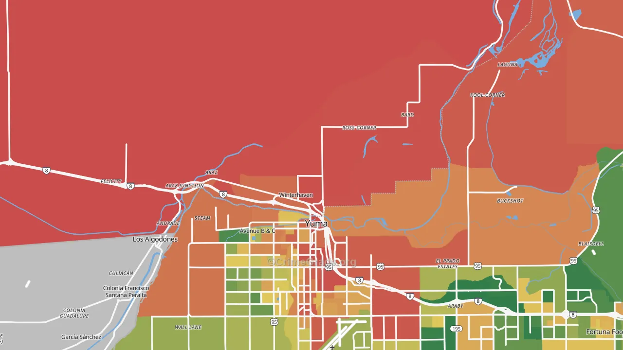 Winterhaven, CA Map of Burglary Rates