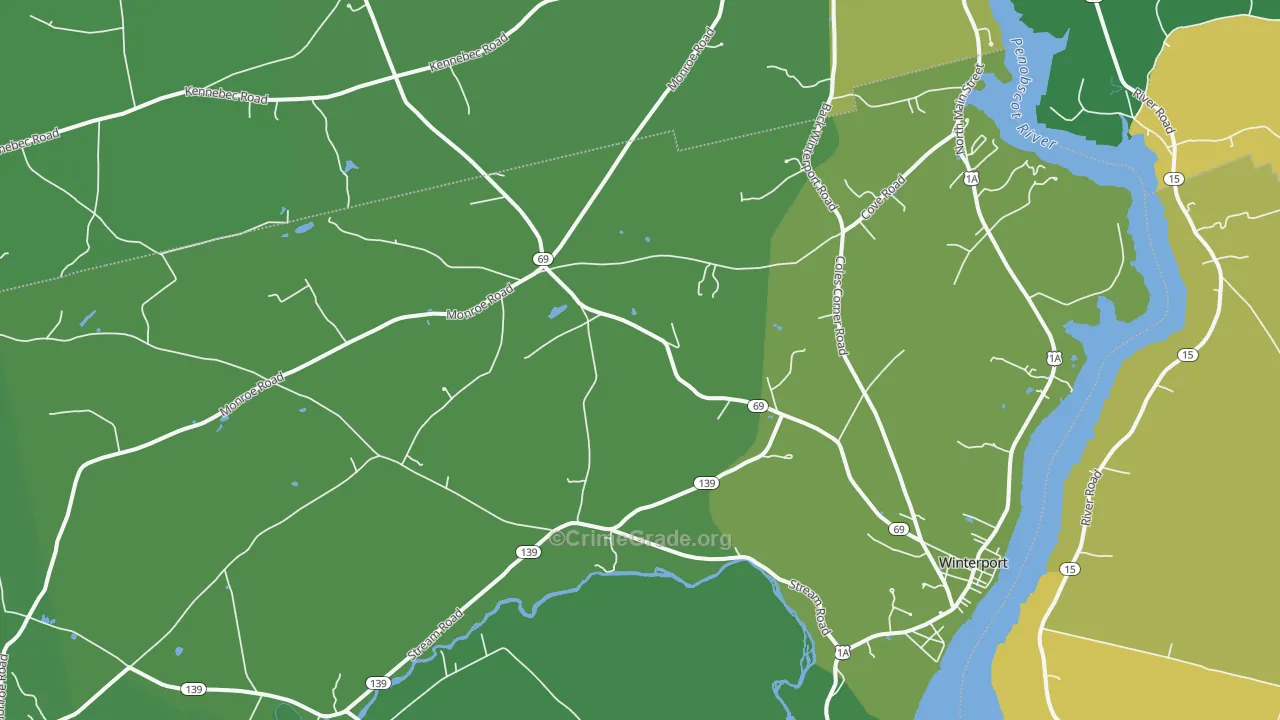 Winterport, ME Map of Burglary Rates