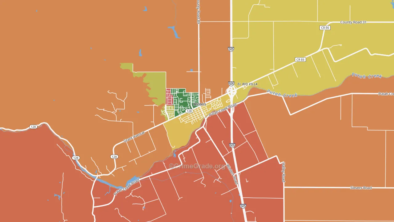 Winters, CA Map of Burglary Rates