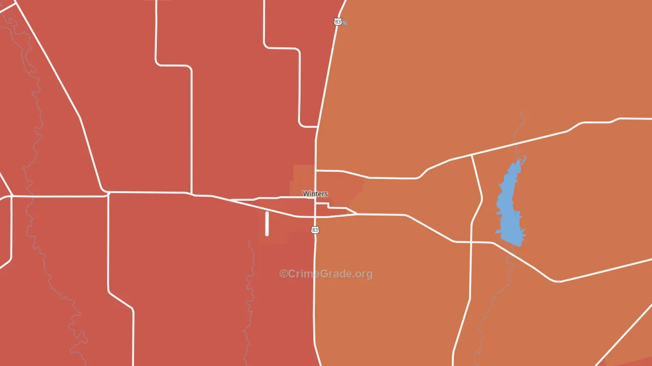 Winters, TX Map of Burglary Rates