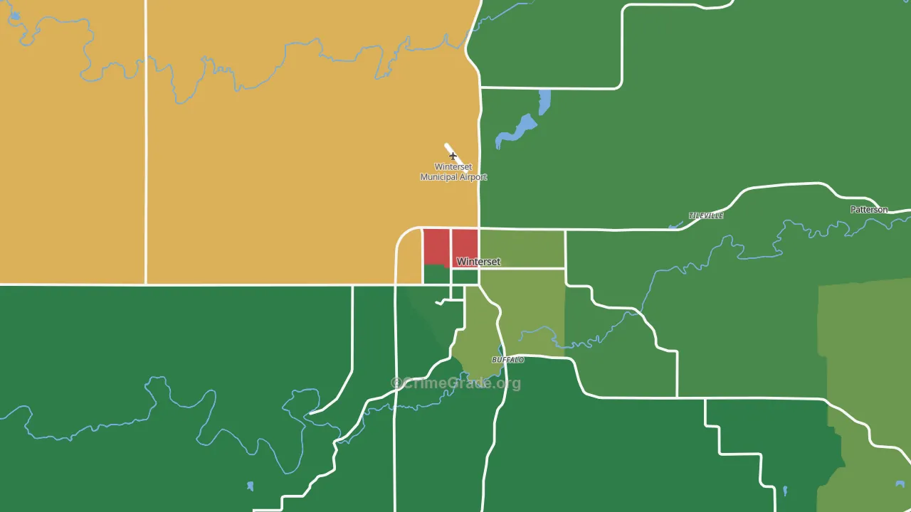 Winterset, IA Map of Burglary Rates