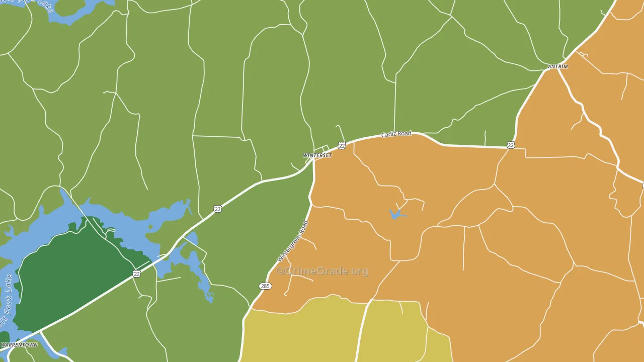 Winterset, OH Map of Burglary Rates