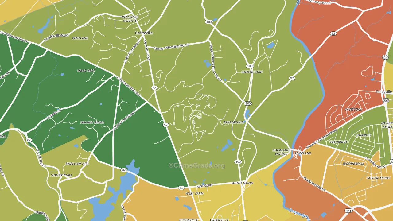 Winterthur, DE Map of Burglary Rates