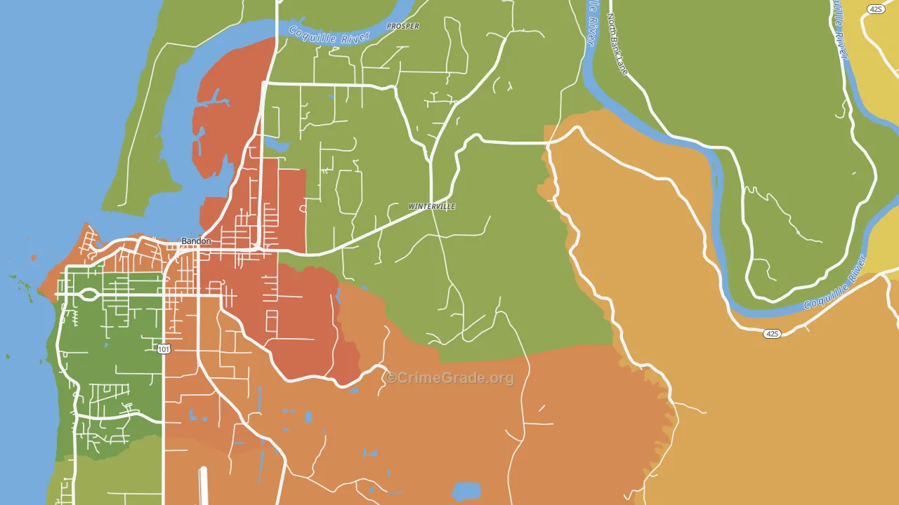 Winterville, OR Map of Burglary Rates