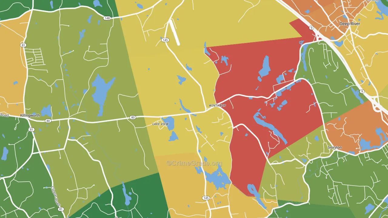 Winthrop, CT Map of Burglary Rates