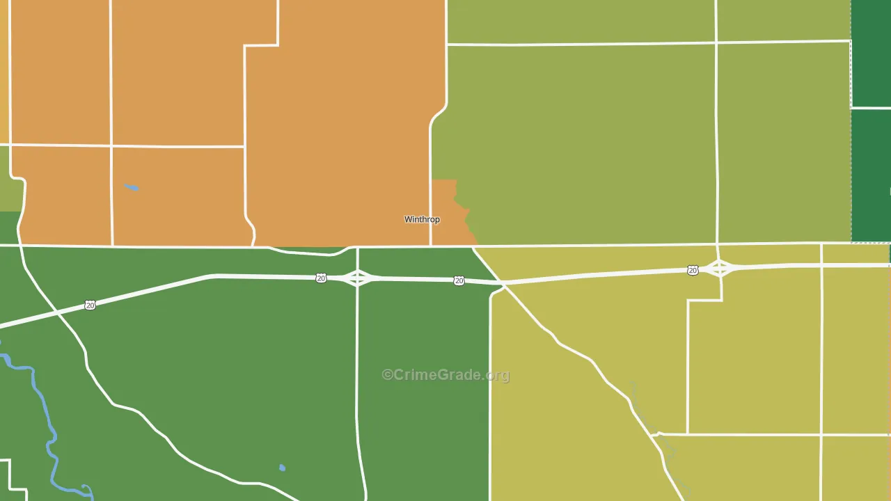 Winthrop, IA Map of Burglary Rates