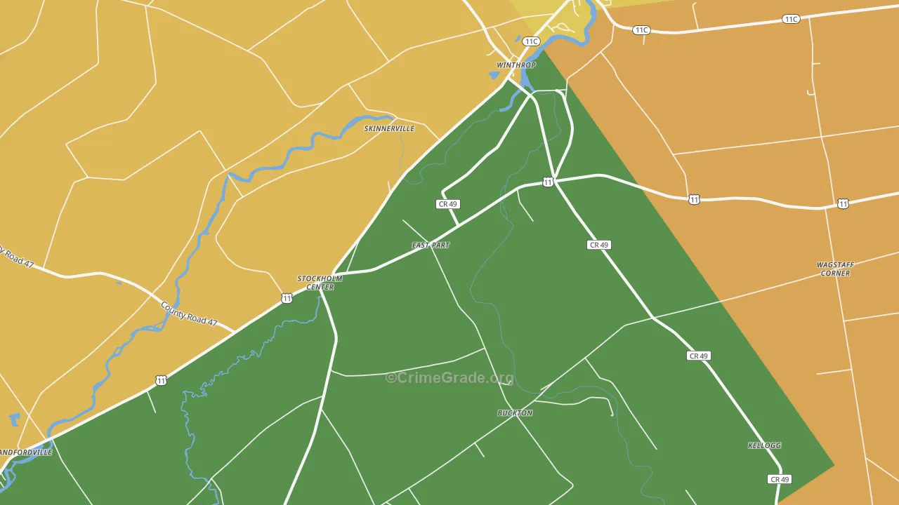Winthrop, NY Map of Burglary Rates