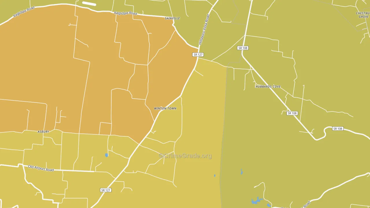 Winton Town, TN Map of Burglary Rates