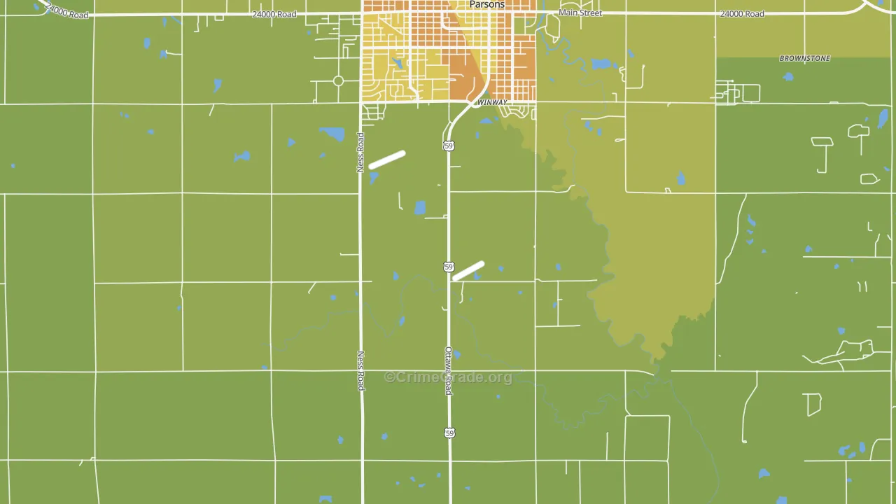 Winway, KS Map of Burglary Rates
