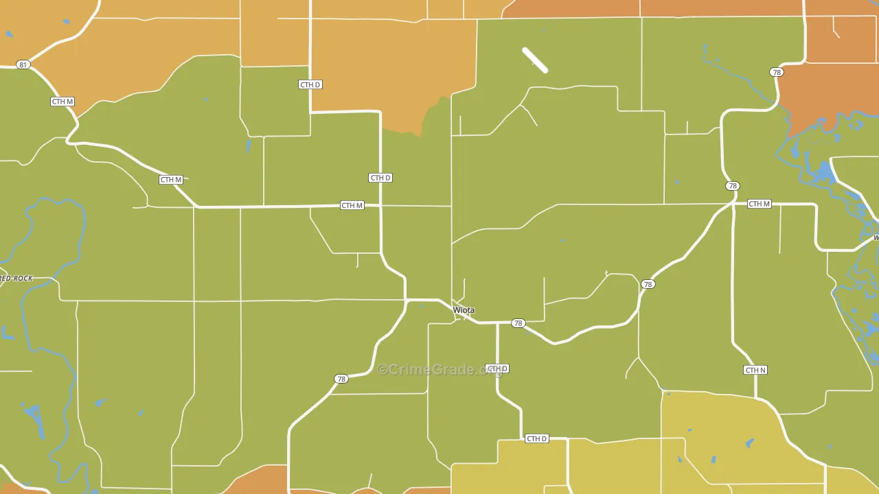 Wiota, WI Map of Burglary Rates