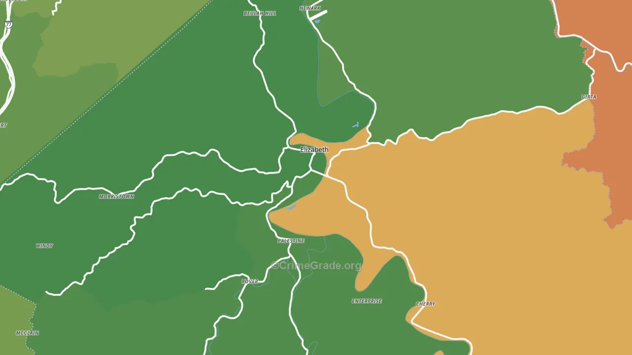 Wirt County, WV Map of Burglary Rates