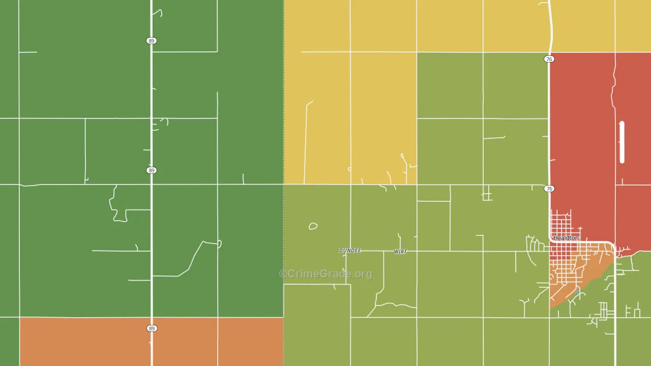 Wirt, OK Map of Burglary Rates