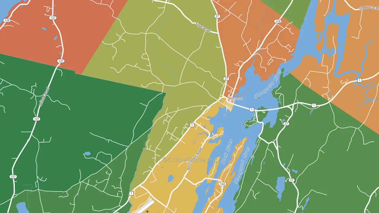 Wiscasset, ME Map of Burglary Rates