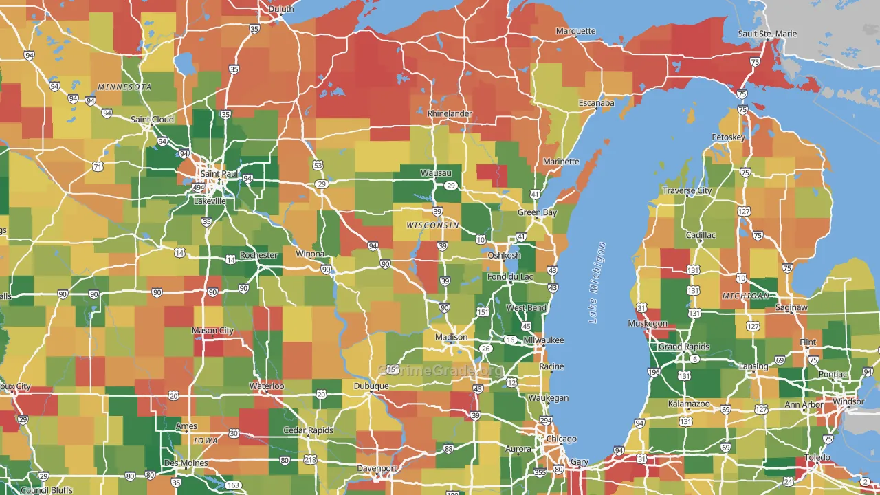 Wisconsin Map of Burglary Rates