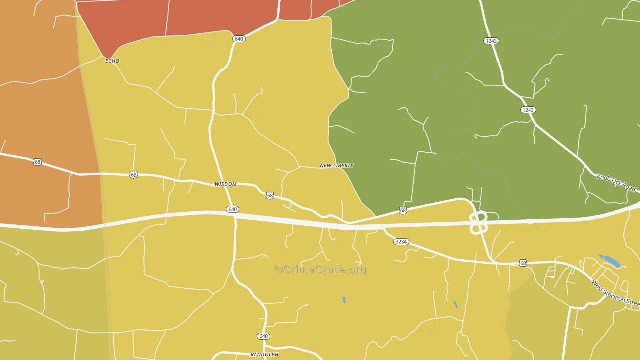 Wisdom, KY Map of Burglary Rates