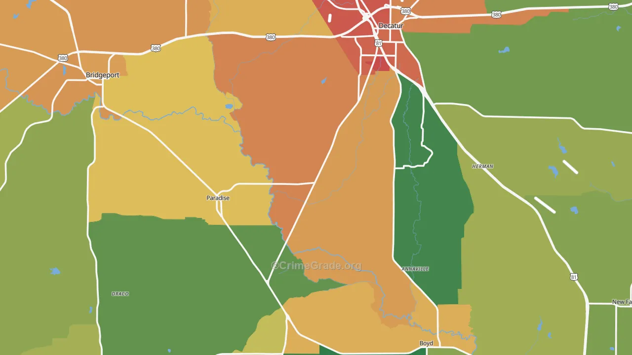 Wise County, TX Map of Burglary Rates