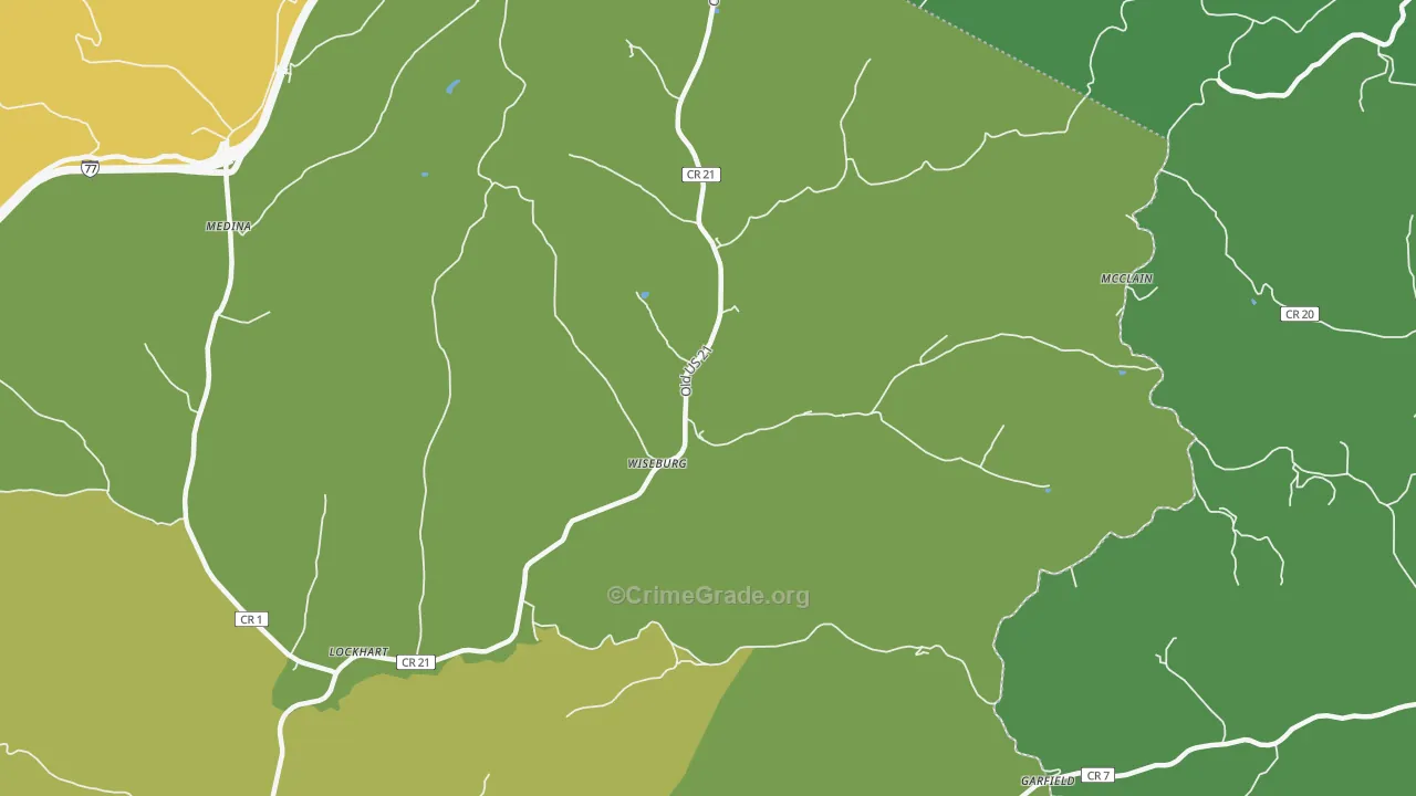 Wiseburg, WV Map of Burglary Rates