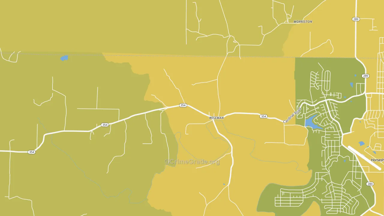Wiseman, AR Map of Burglary Rates