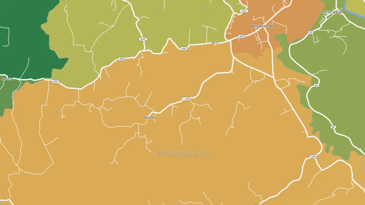 Wisemantown, KY Map of Burglary Rates