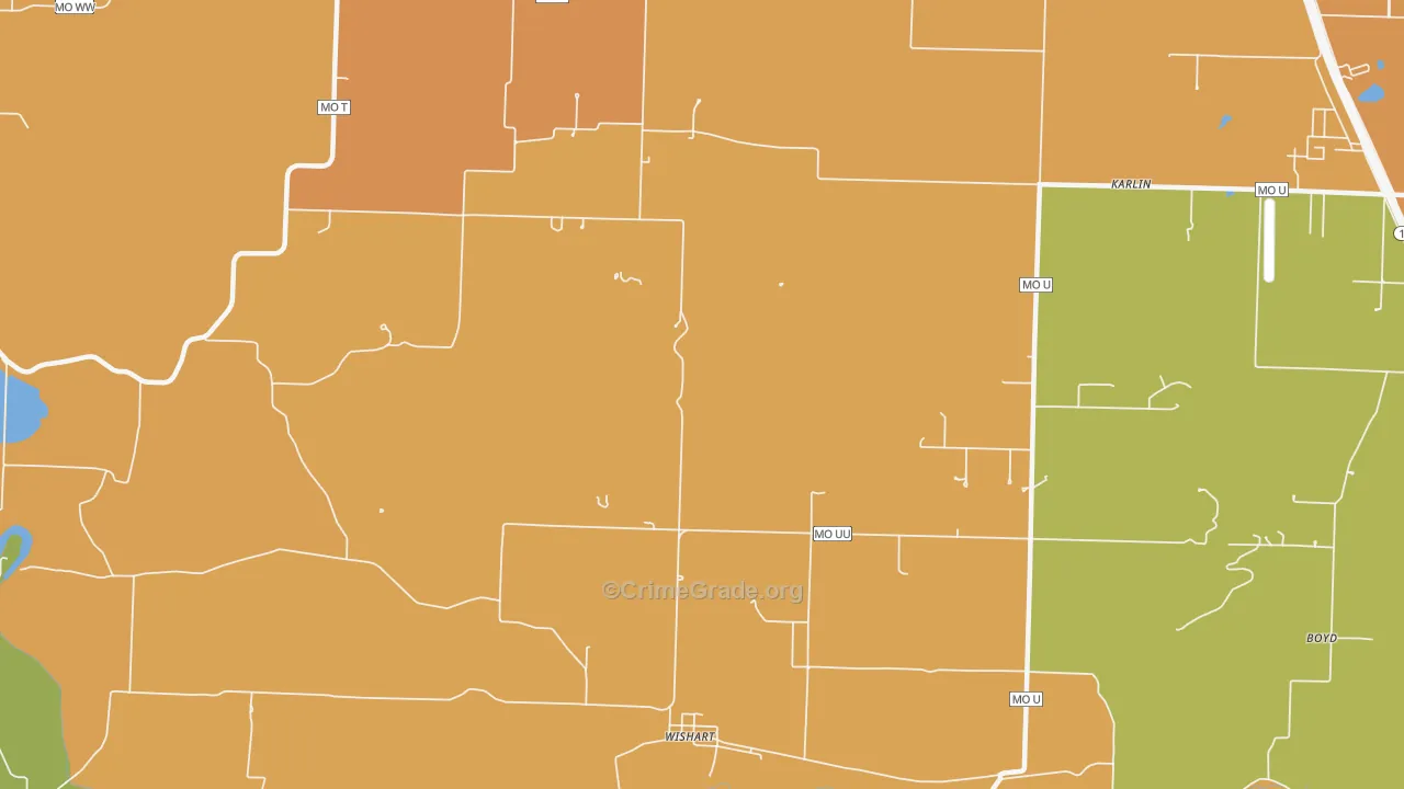 Wishart, MO Map of Burglary Rates