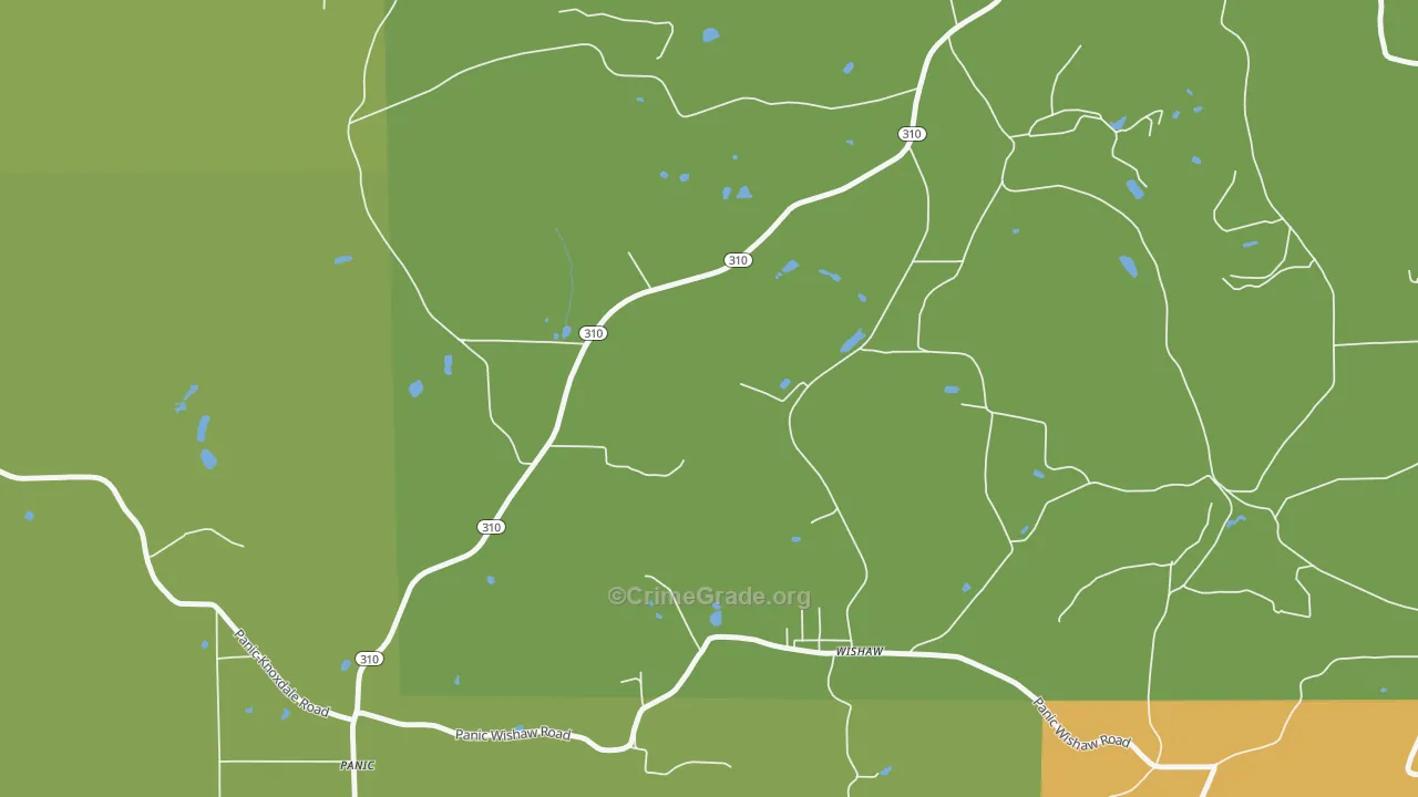 Wishaw, PA Map of Burglary Rates