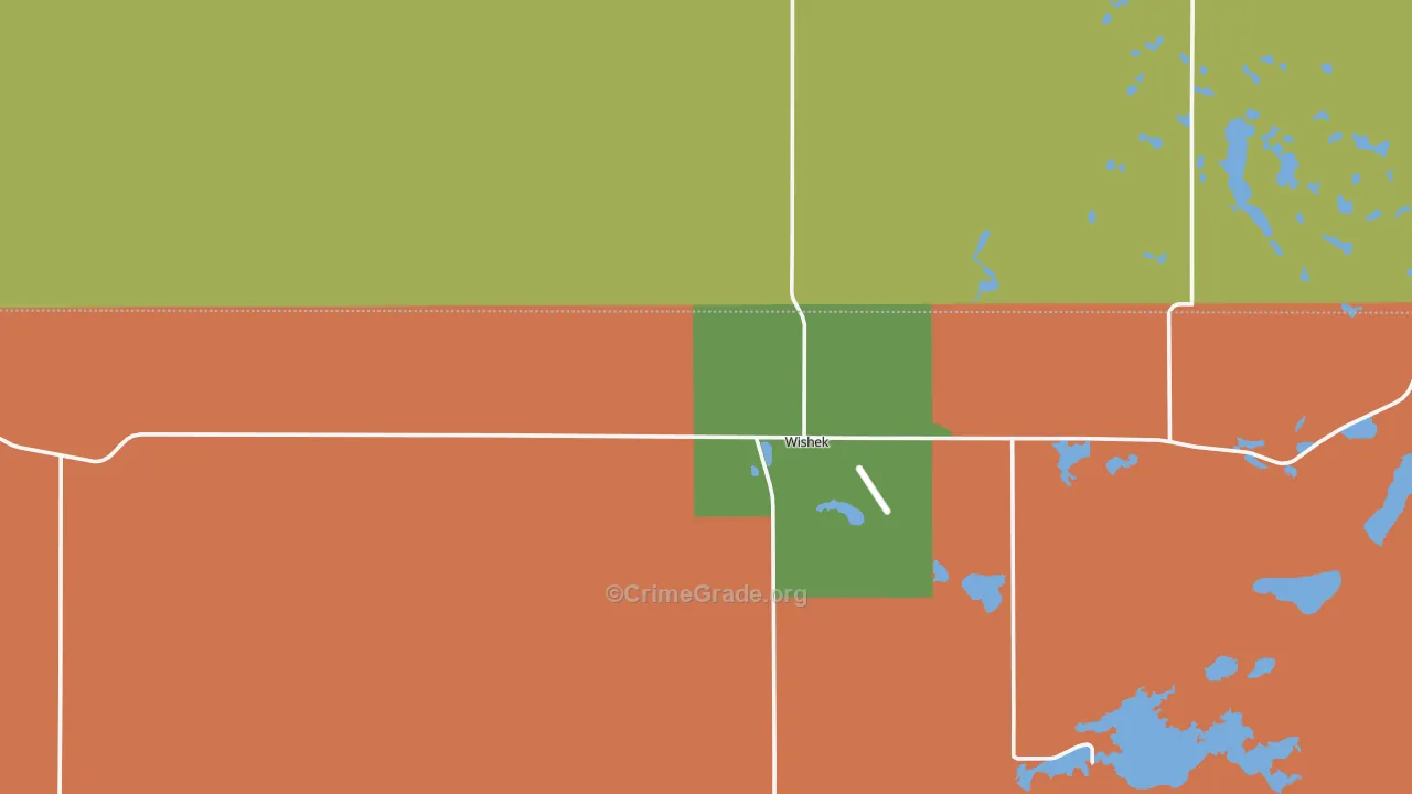 Wishek, ND Map of Burglary Rates