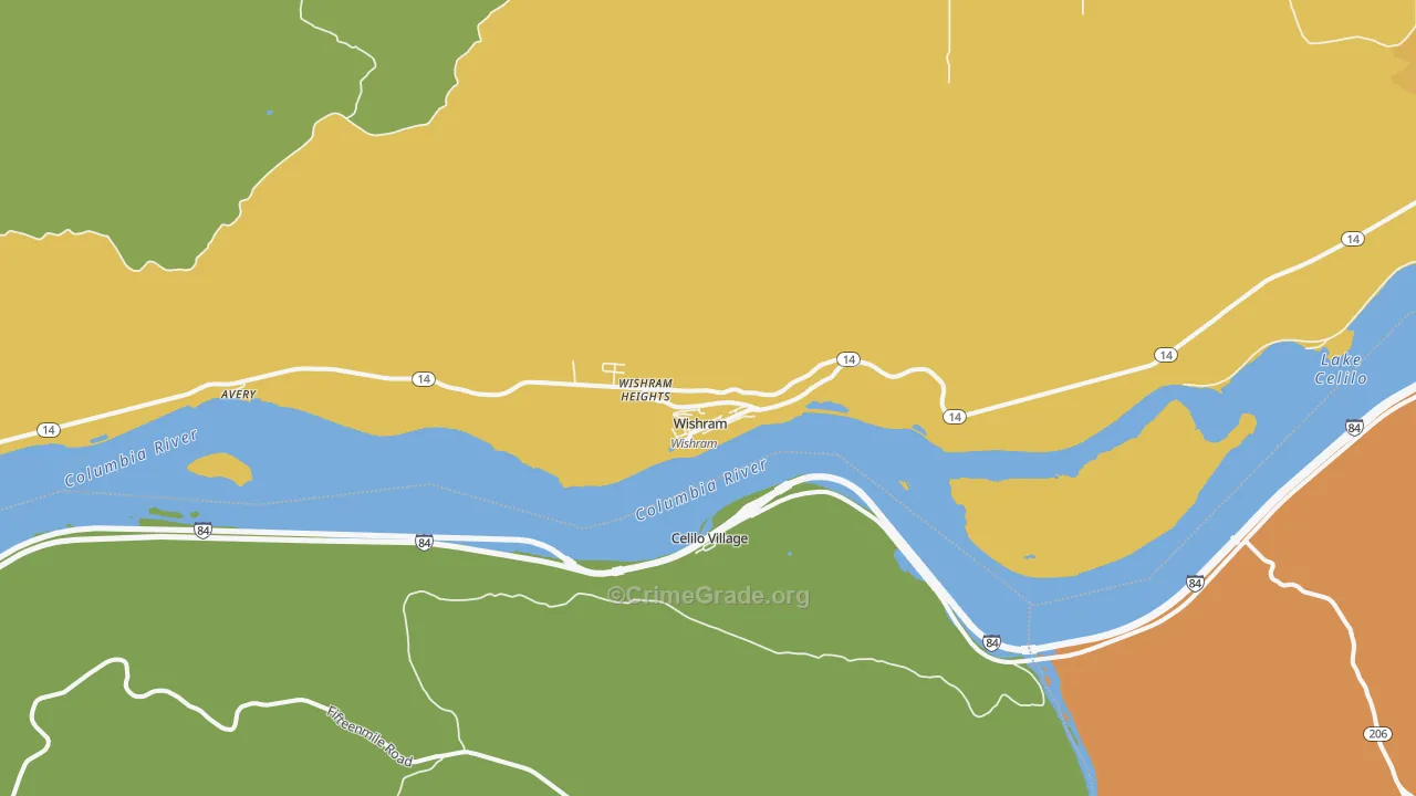 Wishram, WA Map of Burglary Rates