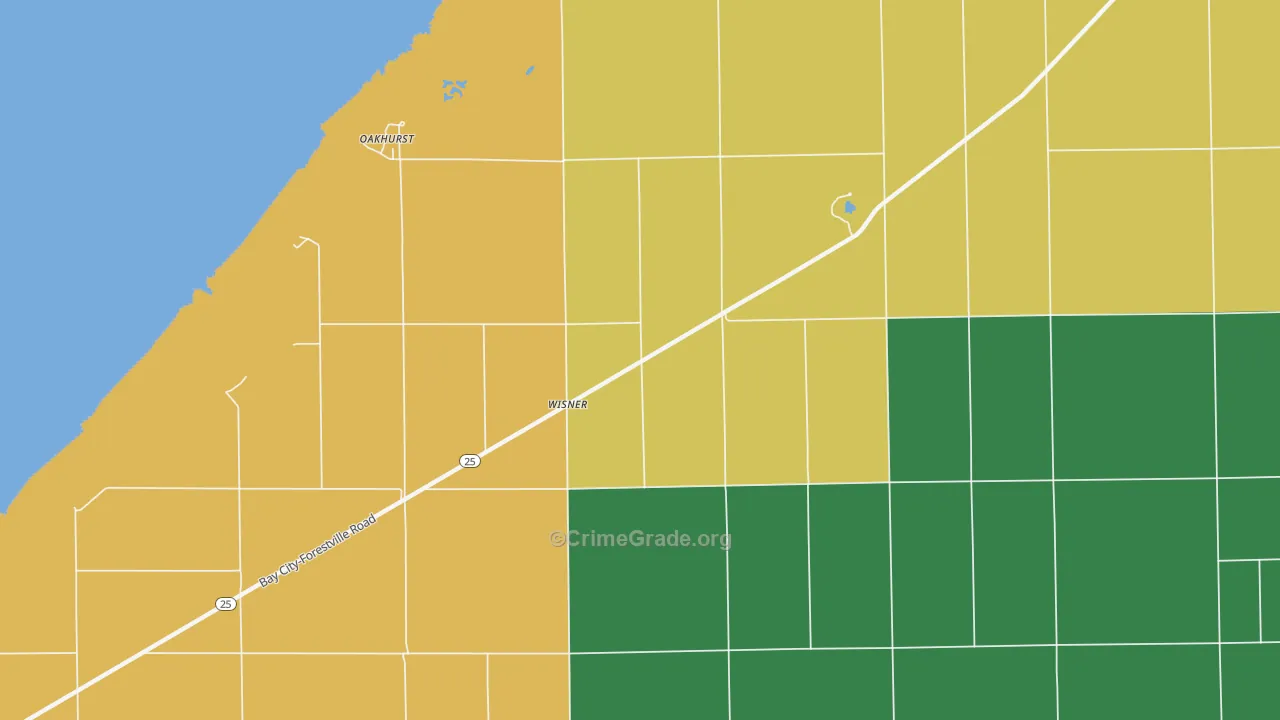 Wisner, MI Map of Burglary Rates