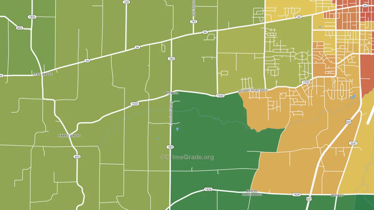 Wiswell, KY Map of Burglary Rates