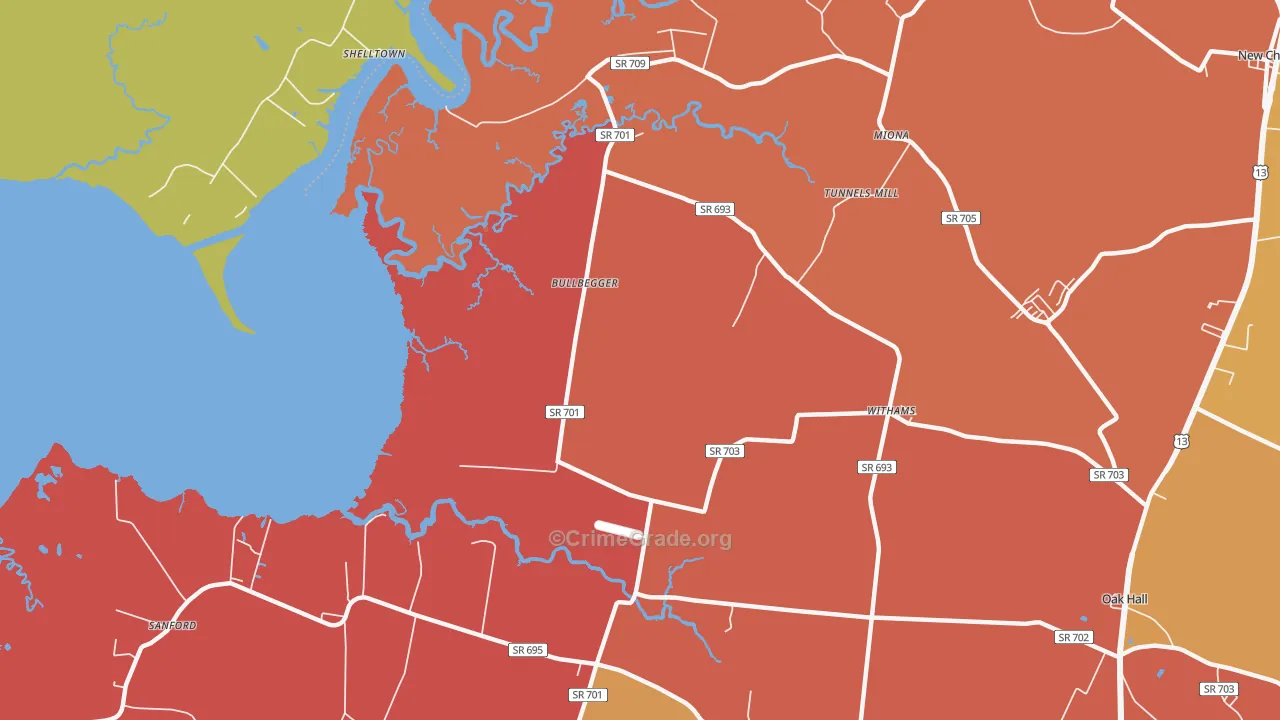 Withams, VA Map of Burglary Rates