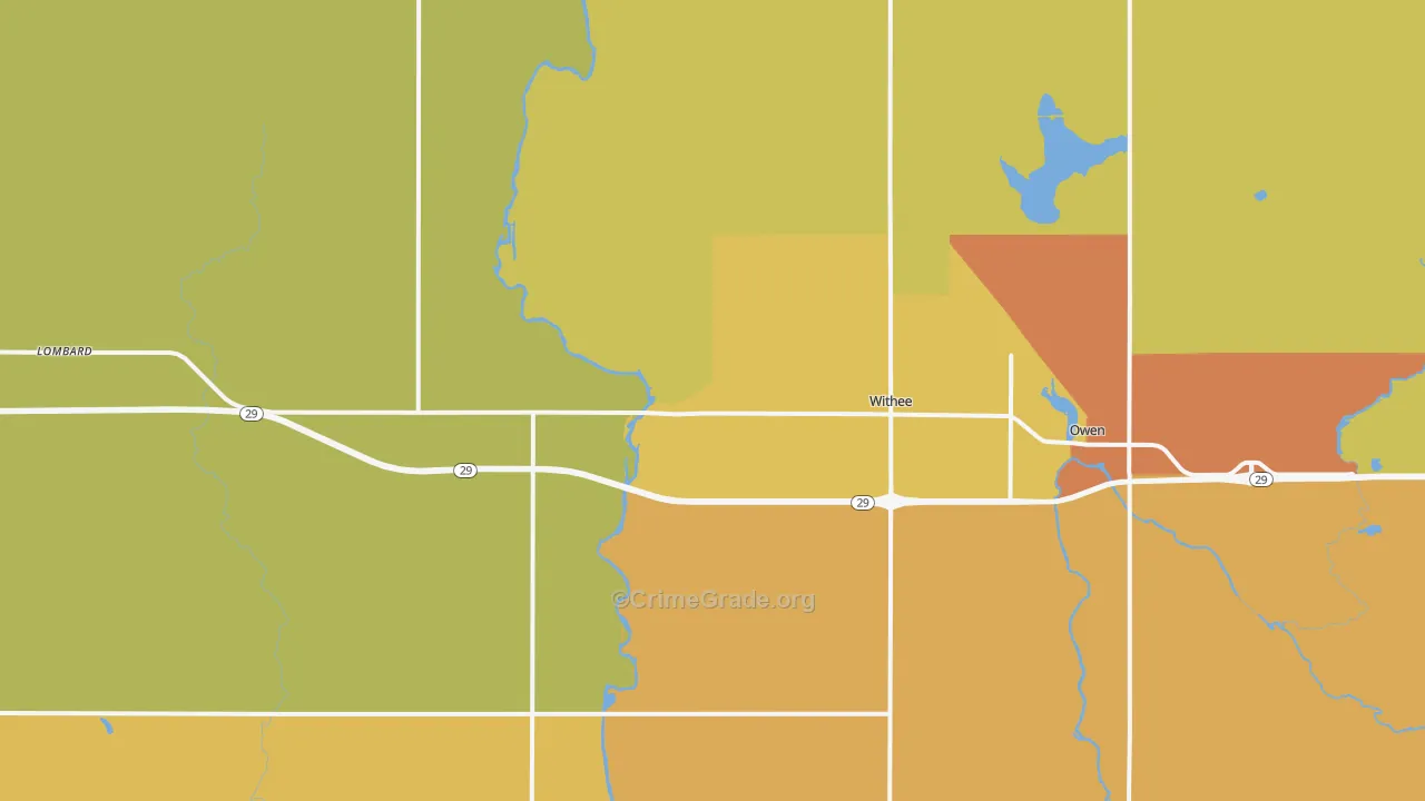 Withee, WI Map of Burglary Rates