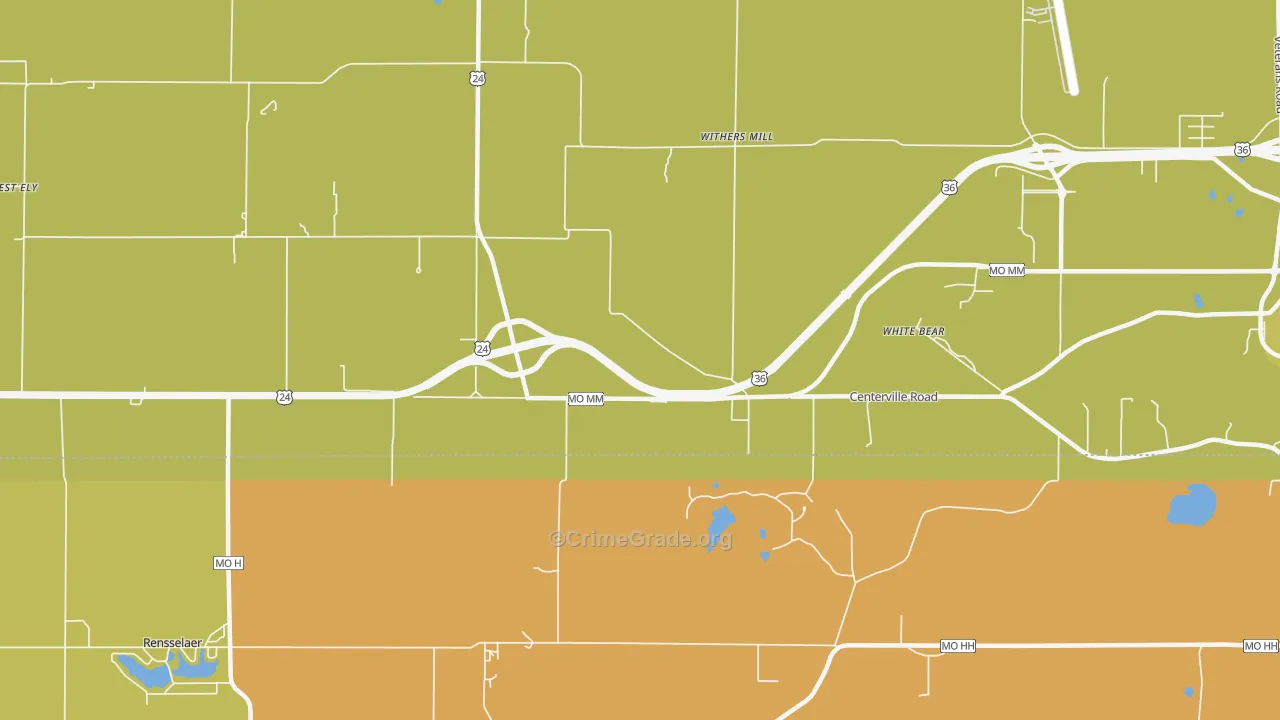 Withers Mill, MO Map of Burglary Rates