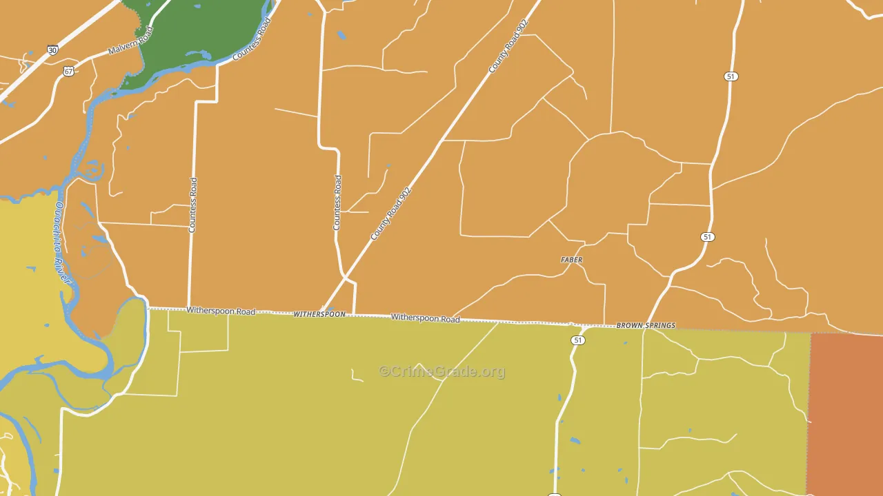 Witherspoon, AR Map of Burglary Rates