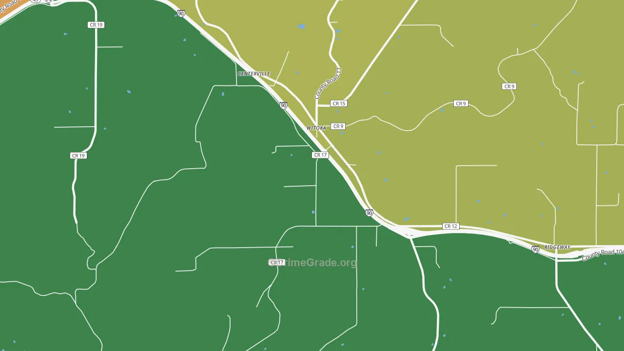Witoka, MN Map of Burglary Rates
