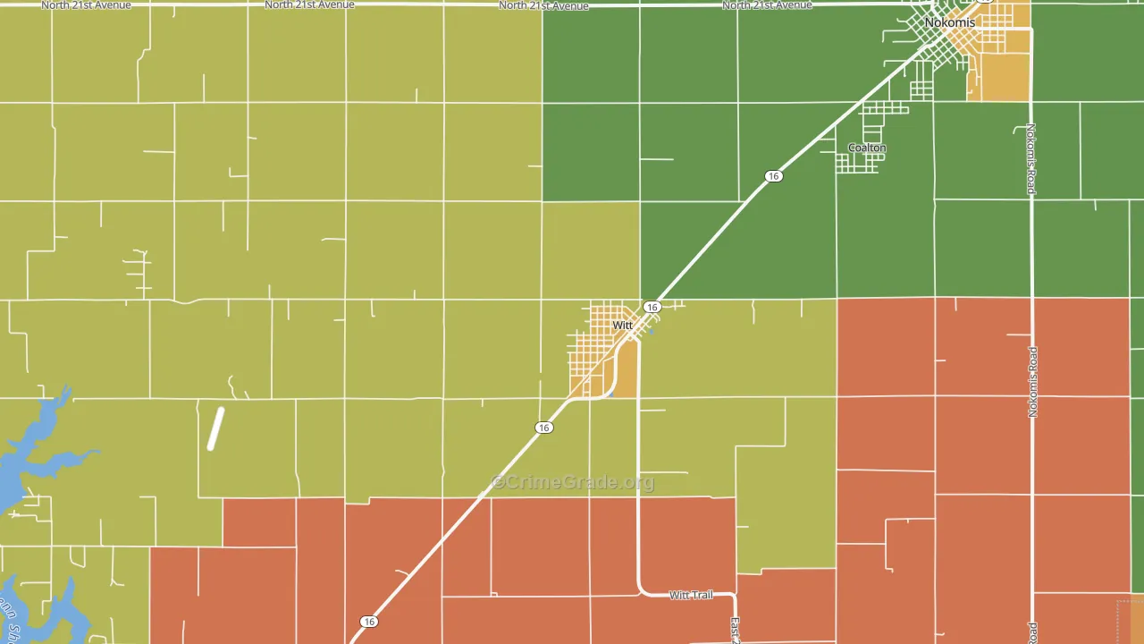 Witt, IL Map of Burglary Rates