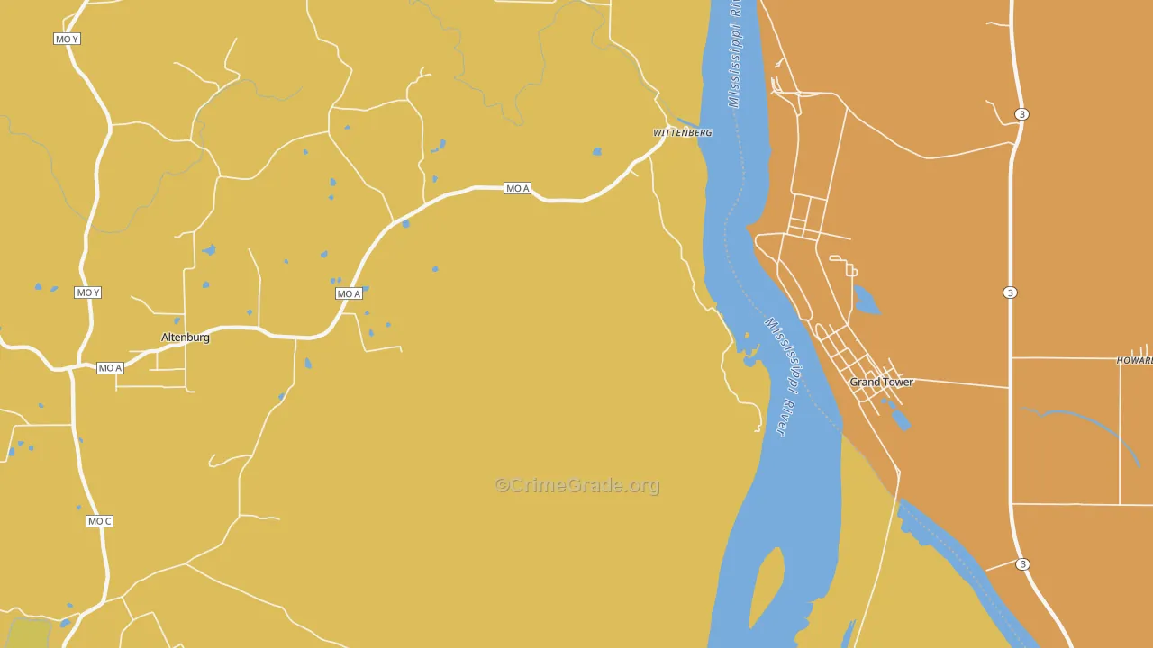 Wittenberg, MO Map of Burglary Rates