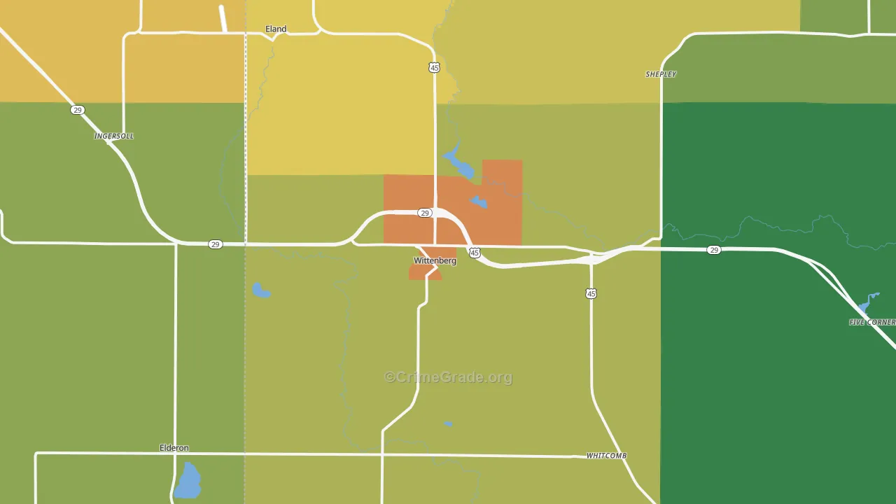 Wittenberg, WI Map of Burglary Rates