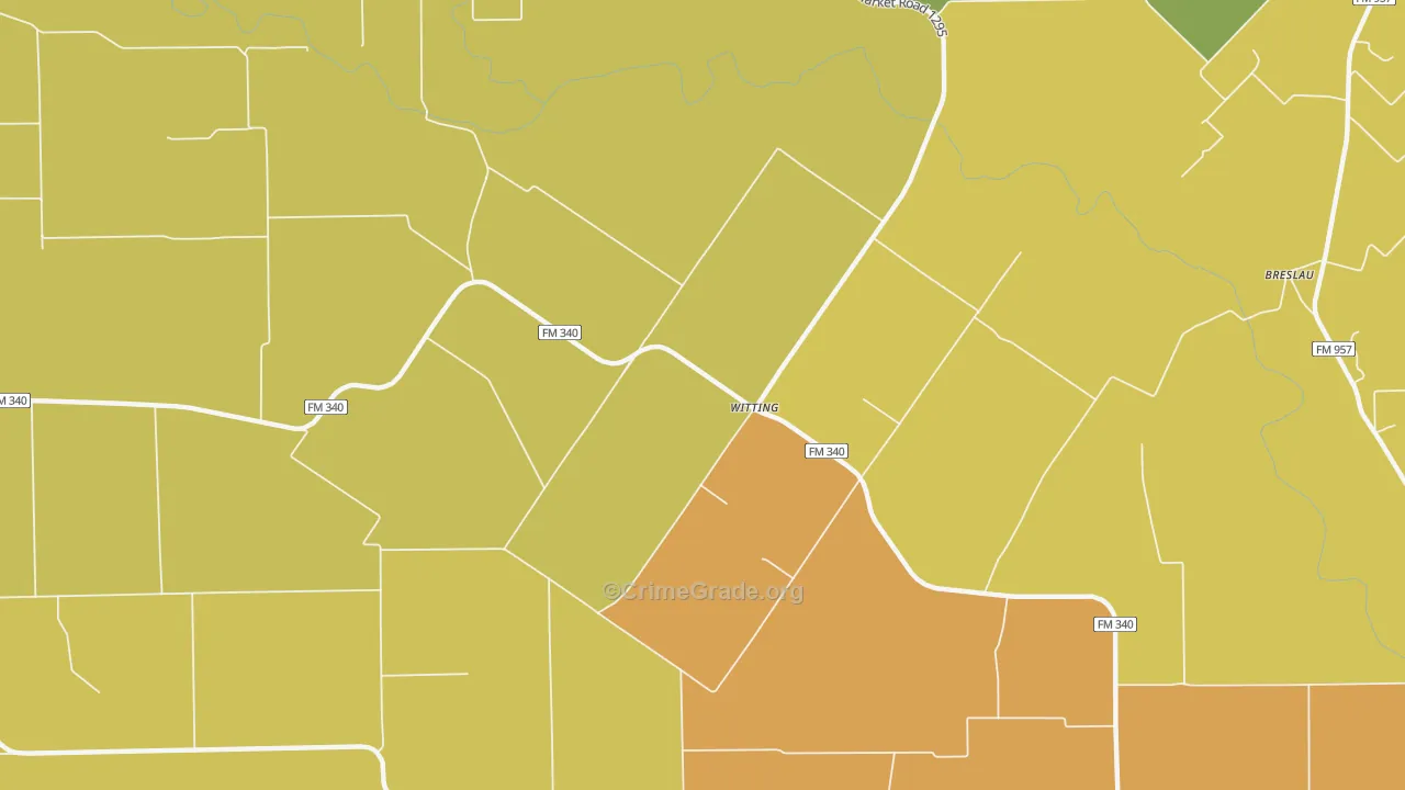 Witting, TX Map of Burglary Rates