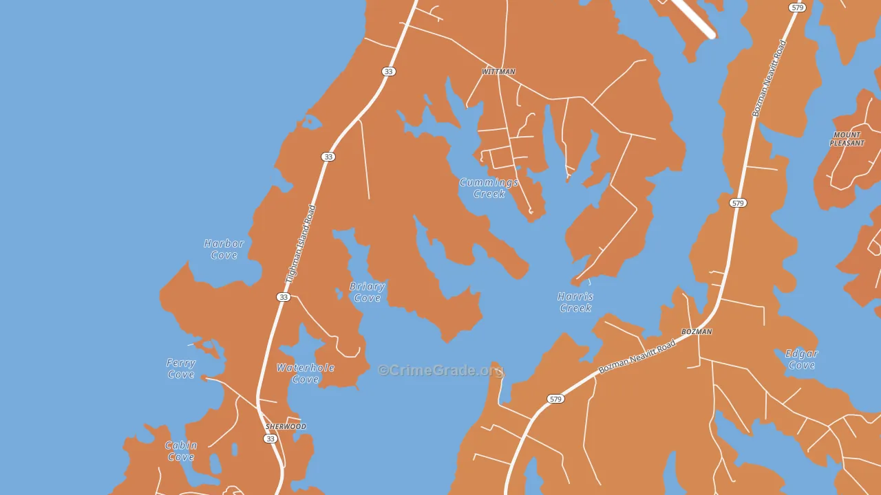 Wittman, MD Map of Burglary Rates
