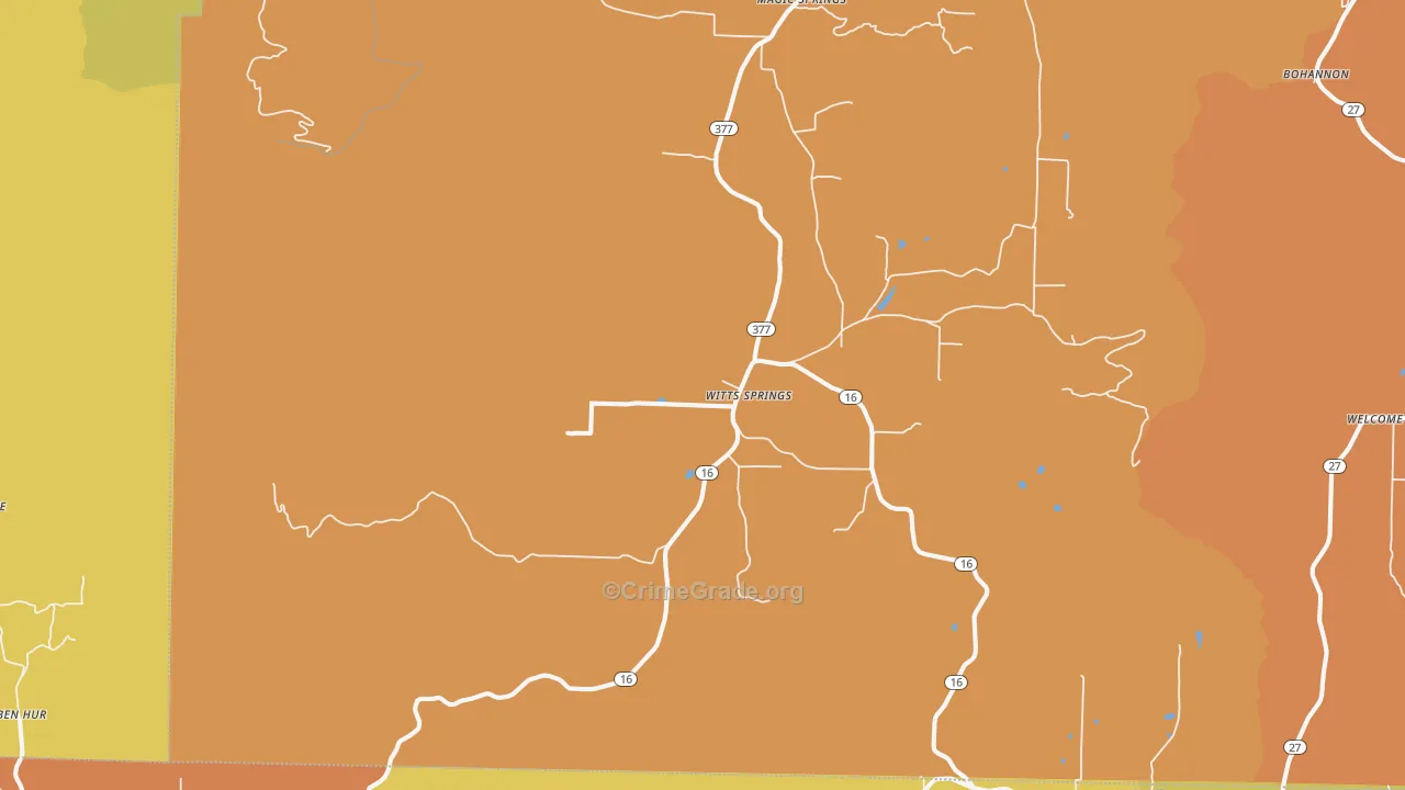 Witts Springs, AR Map of Burglary Rates